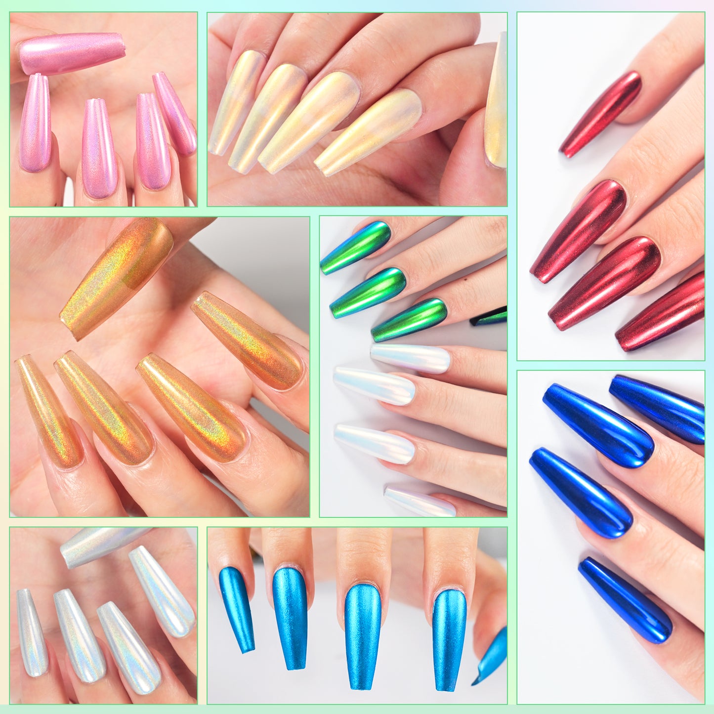 6 Color Mirro Powder Nail Art Palette